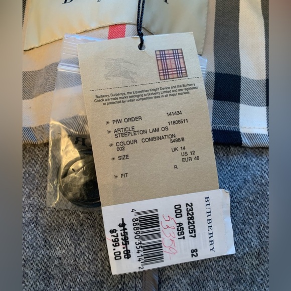 Burberry nwt new with tag trench coat graphite women’s 12 made in Italy - Picture 12 of 16